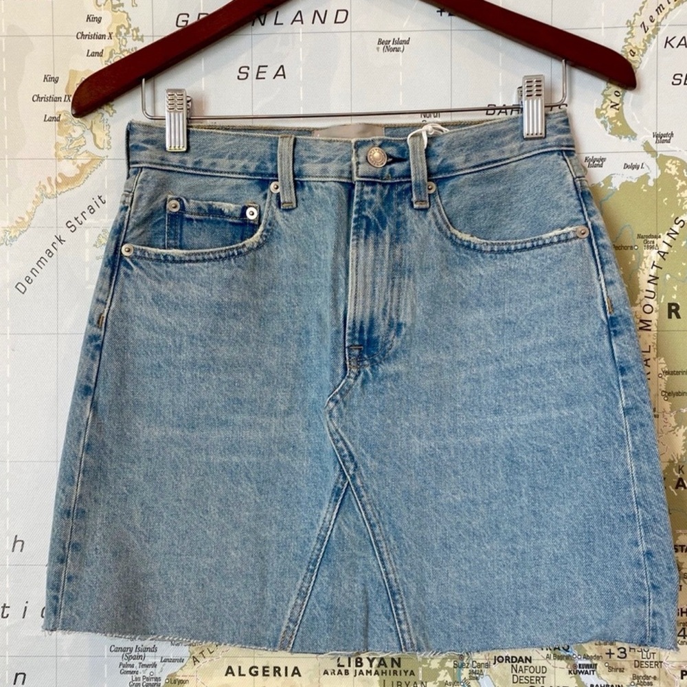 Everlane light blue denim reconstructed skirt